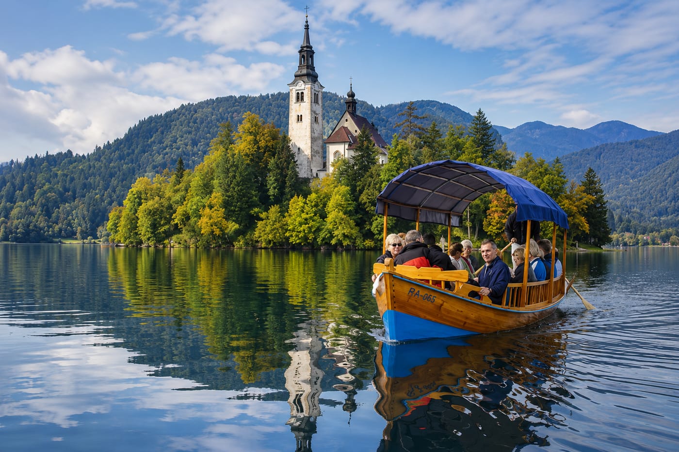 Boat ride on the Pletna across Lake Bled