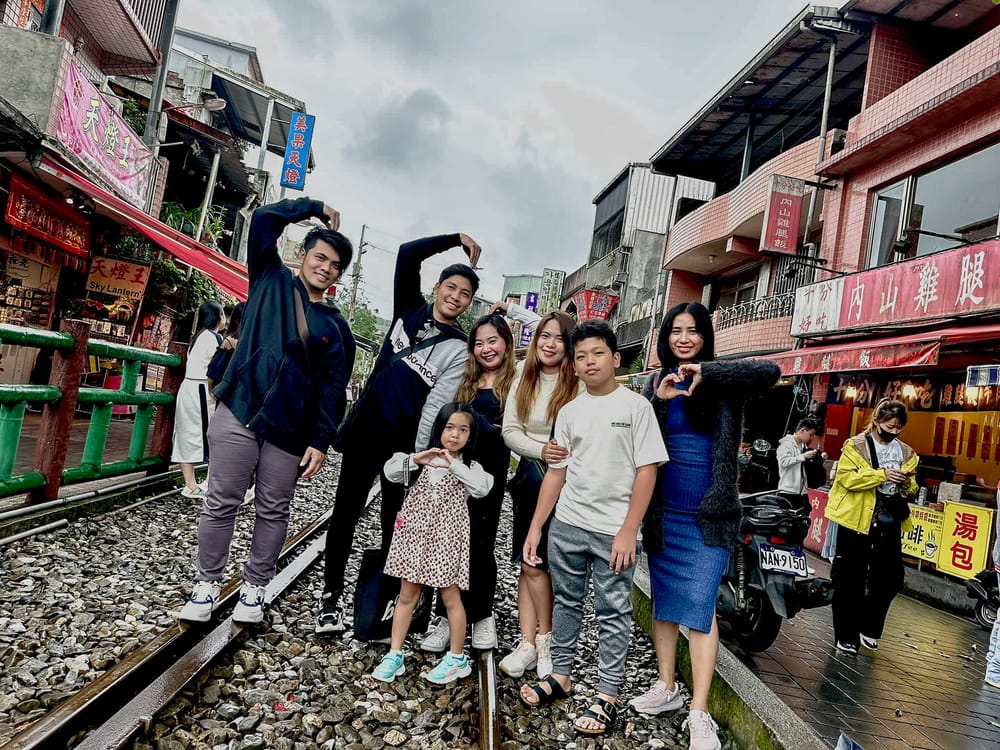 Avian clients on the railway through Shifen Old Street, Taiwan